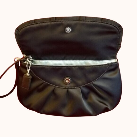 COACH AMANDA Black Satin Wristlet - Picture 4 of 14